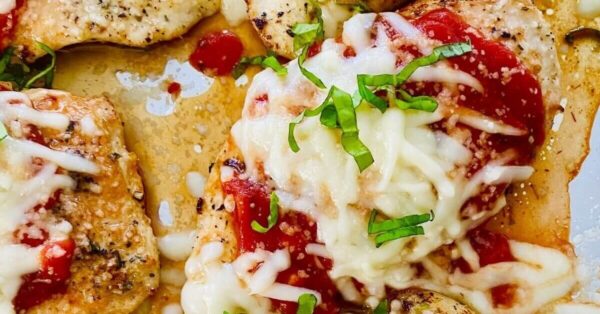 one piece of low carb chicken parmesan.