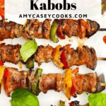 sausage kabobs on a platter.