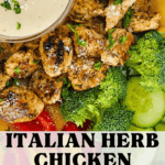 chicken with veggies and Caesar dressing dip.