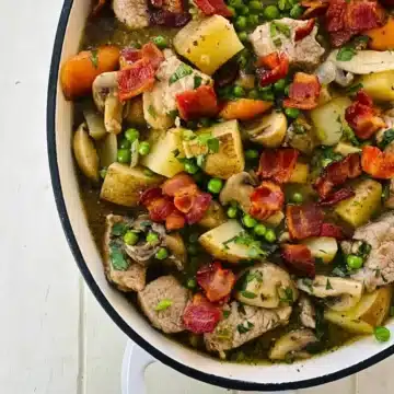 pan of pork tenderloin stew recipe.