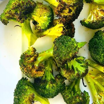 charred and broiled broccoli florets.