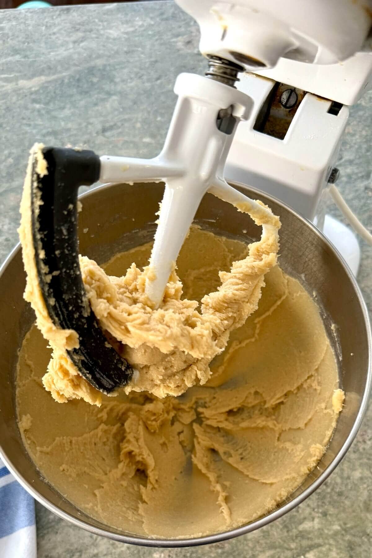 Creamed butter, brown sugar and sugar.