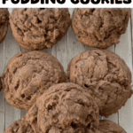 chocolate chocolate chip pudding cookies on a cooling racks.