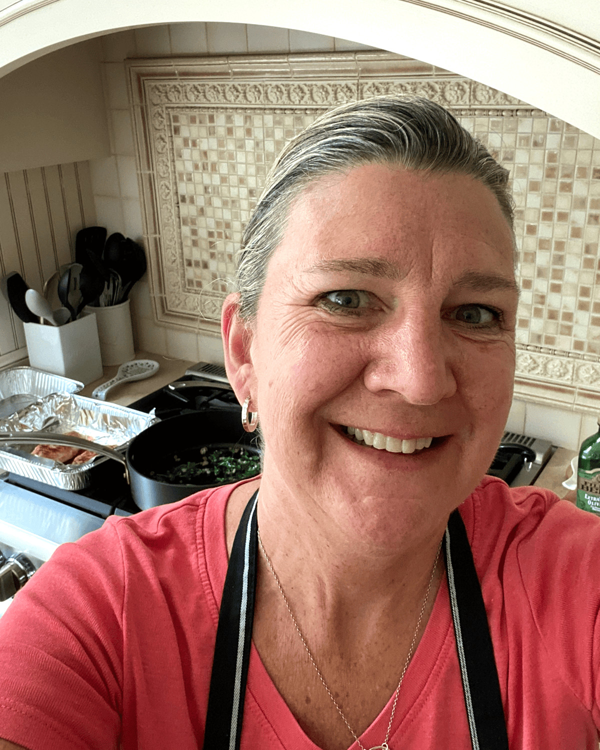 AmyCaseyCooks in a personal chef client's kitchen.