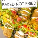 Rolled tacos or taquitos with toppings of sour cream and cheese.